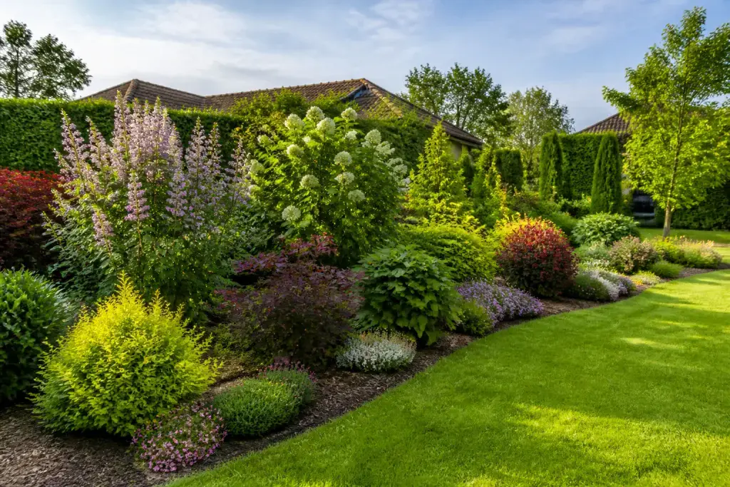 Jardin luxuriant et bien entretenu