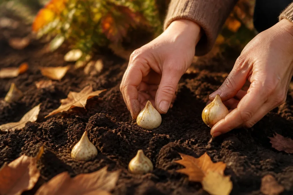 Plantation de bulbes de tulipes en automne