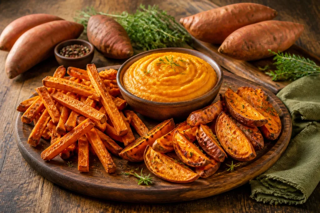 Variete de patates douces preparees