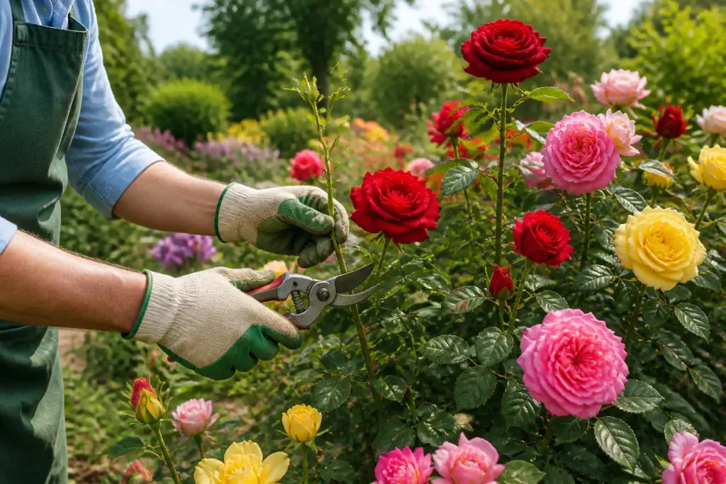 Taille de roses en ete