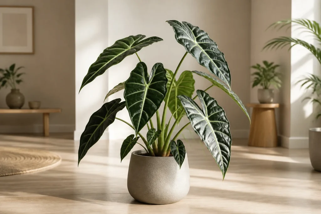 Alocasia majestueuse dans un interieur lumineux