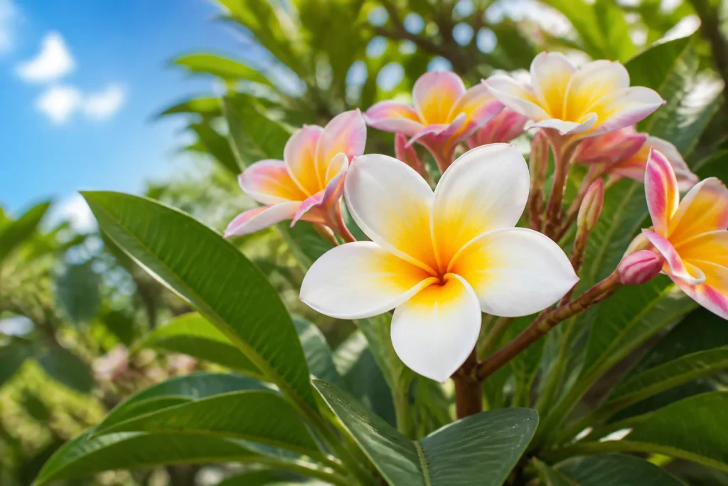 Fleurs de frangipanier eclatantes