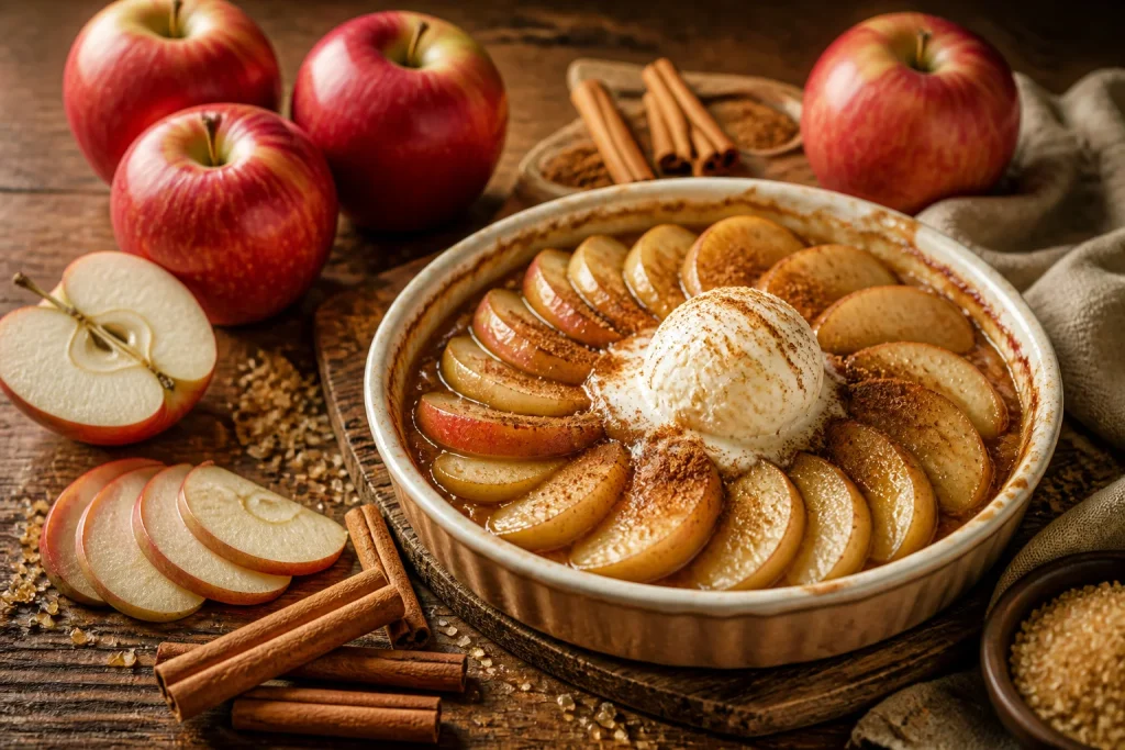 Dessert aux pommes et cannelle reconfortant