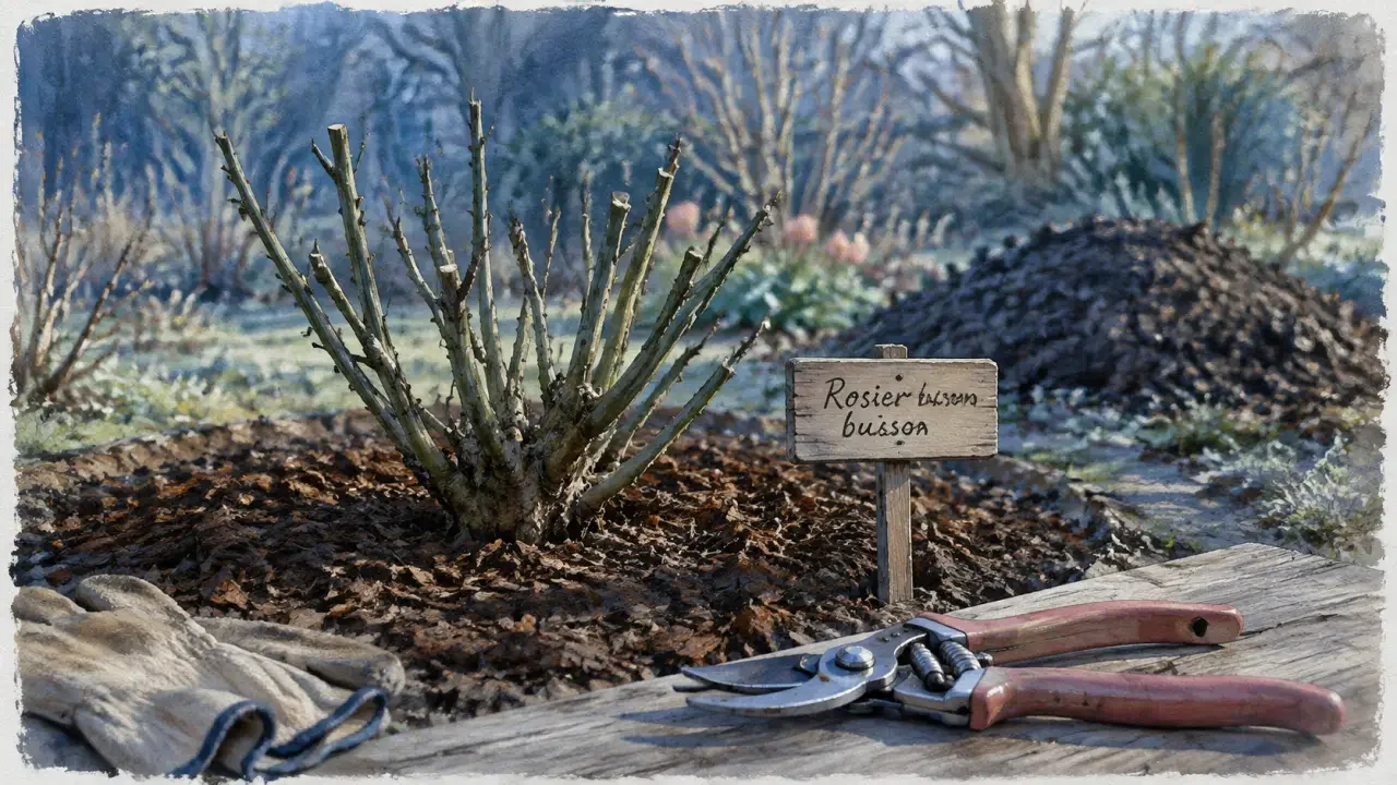 Rosier buisson : 6 heures de soleil, 40 cm de trou et la taille qui relance la floraison